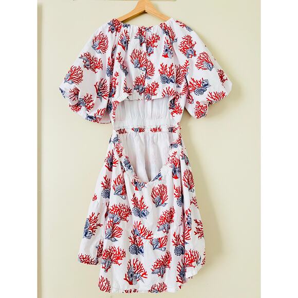 Anthropologie Priya Israni Short-Sleeve Mini Women's Dress Nautical Cutout L - Picture 7 of 7